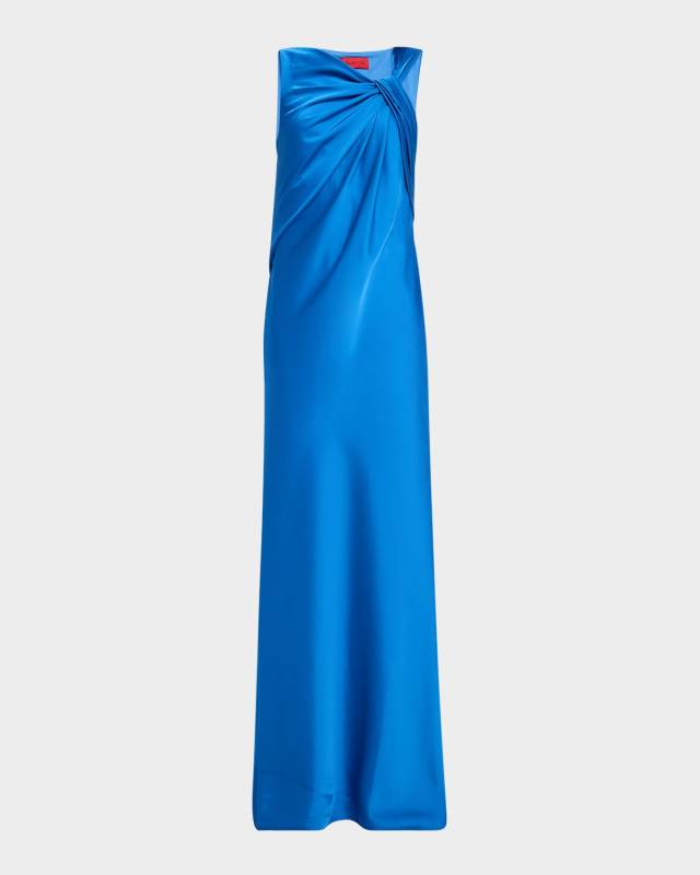Francine Twist-Front Satin Column Gown